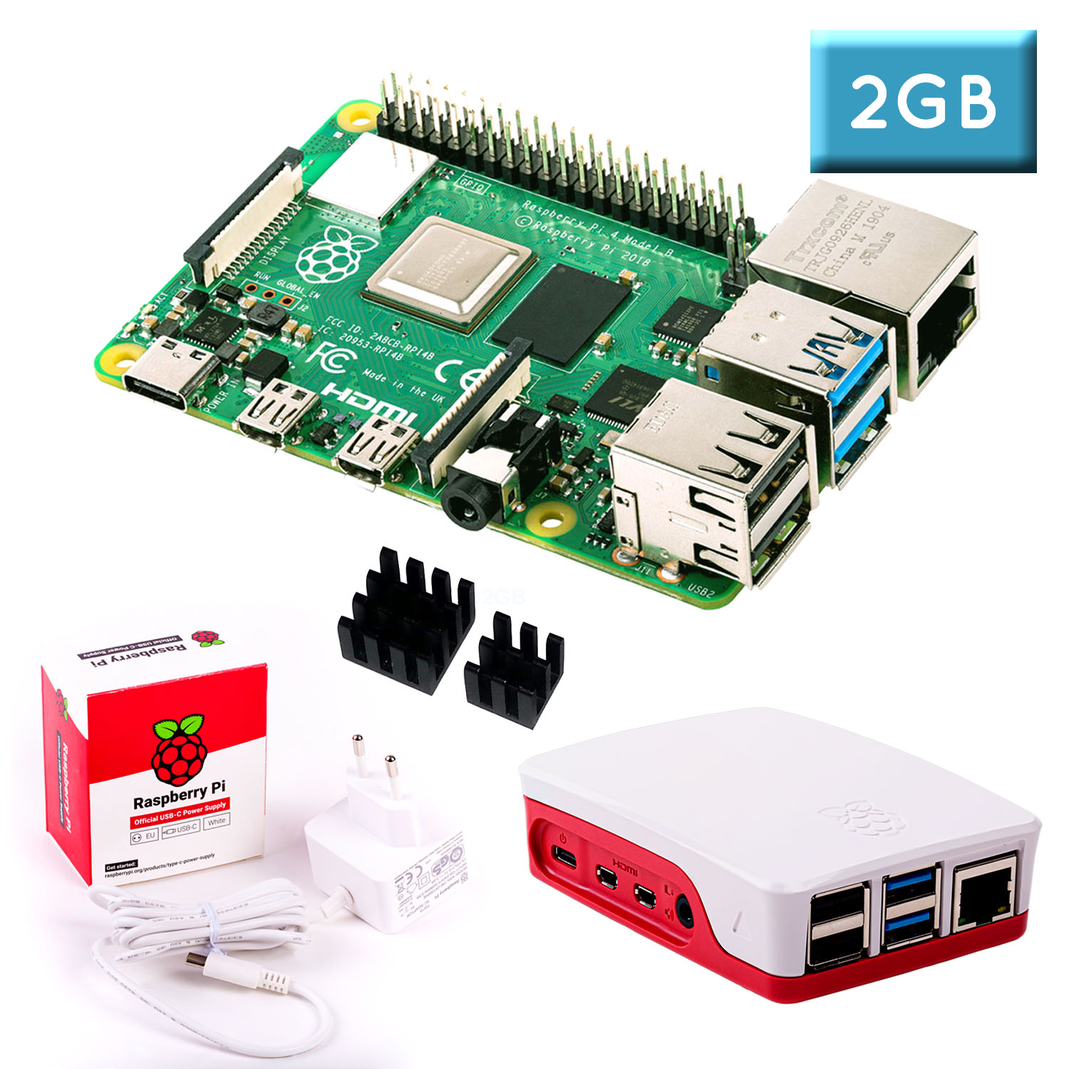 Raspberry Pi 4 (2GB RAM) "S" Bundle, weiß
