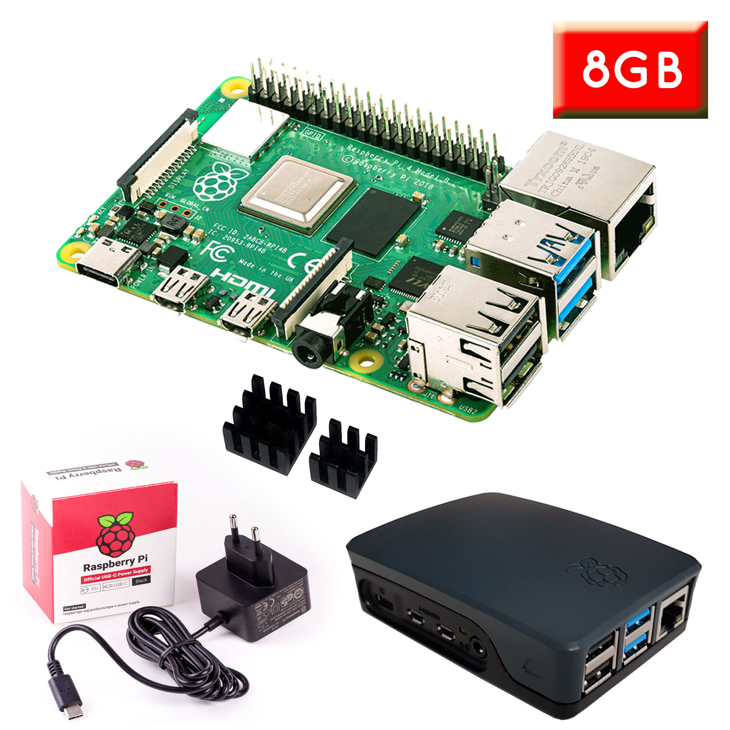 Raspberry Pi 4 (8GB RAM) "S" Bundle, schwarz