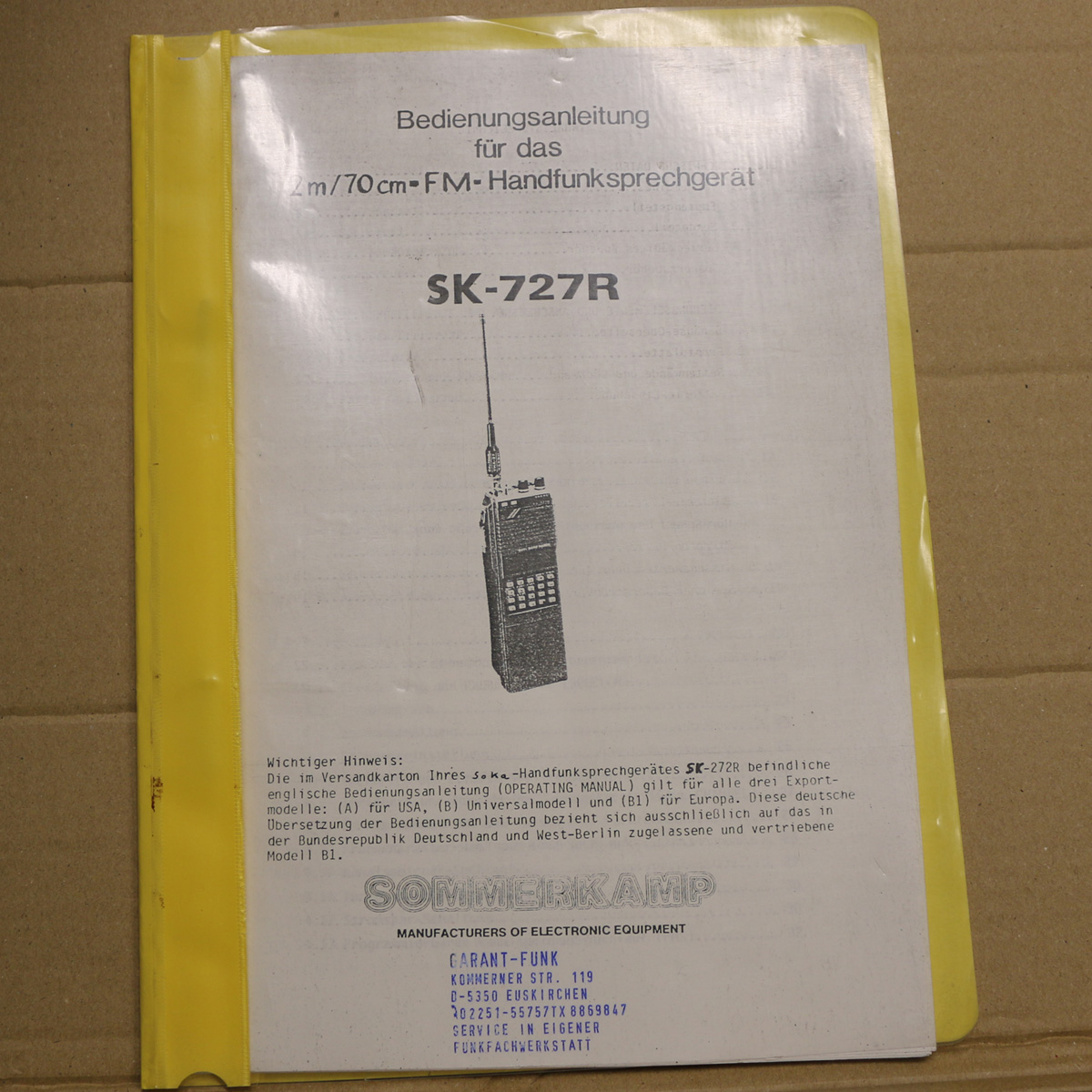 Sommerkamp SK-727R Bedienungsanleitung
