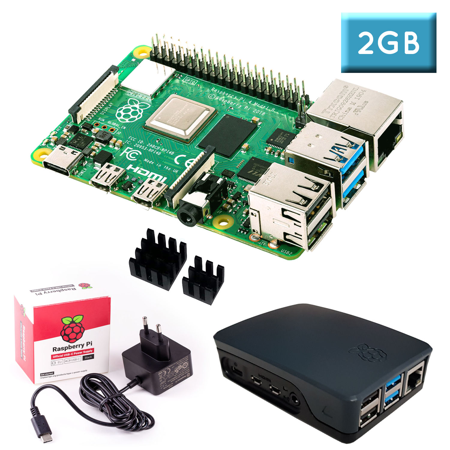 Raspberry Pi 4 (2GB RAM) "S" Bundle, schwarz