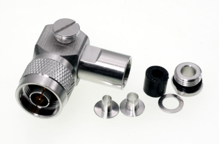 N-  Winkelstecker für 5 mm Koaxialkabel