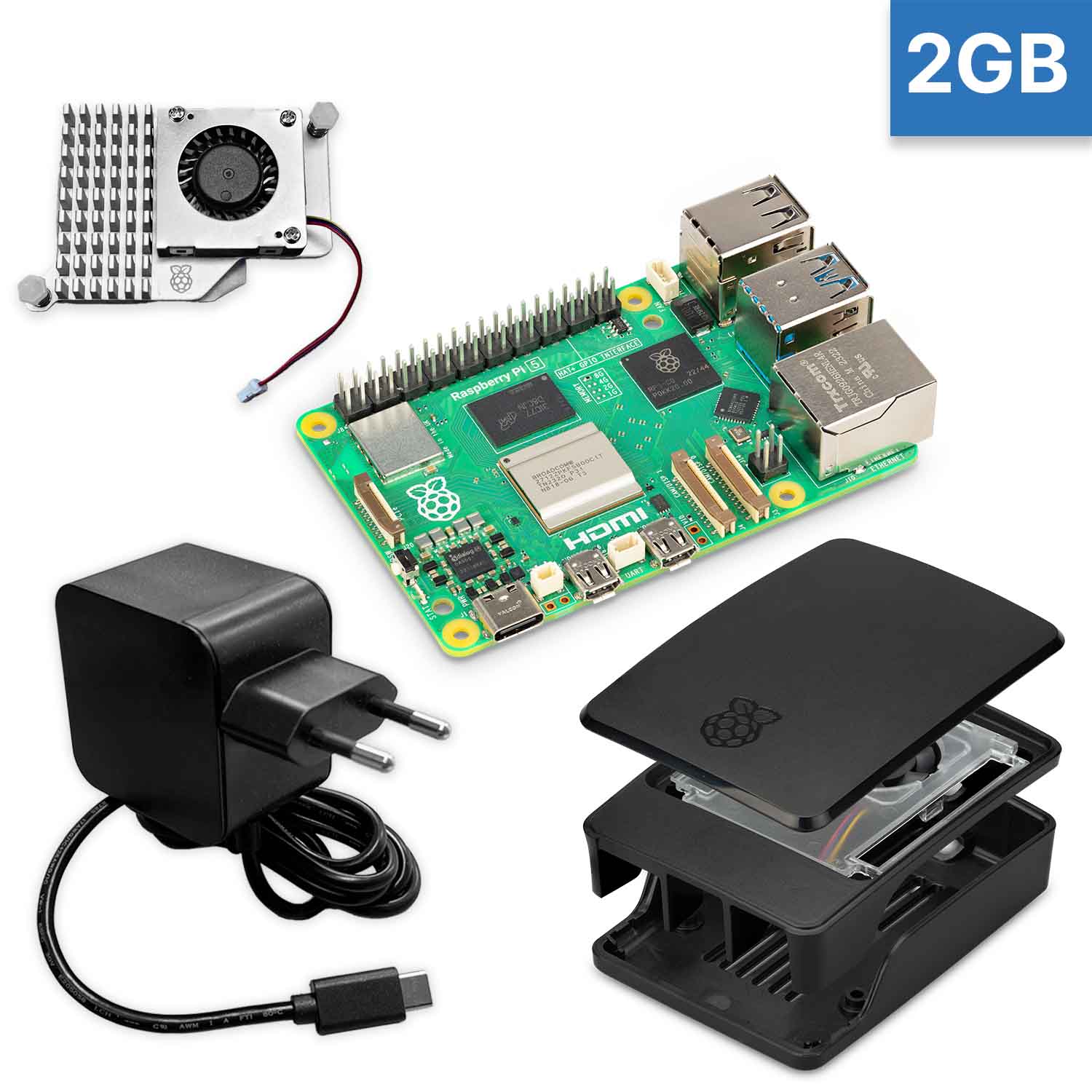 Raspberry Pi 5 "S-Bundle" schwarz 2GB RAM