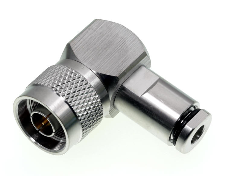 N-  Winkelstecker für 5 mm Koaxialkabel