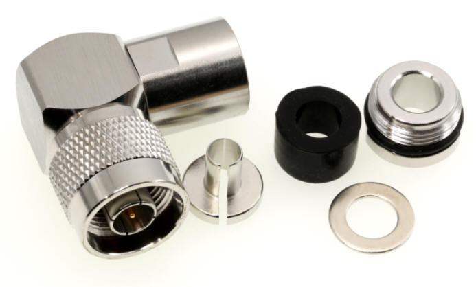 N-Winkelstecker für 7mm Koaxialkabel, z.B. Aircell 7 u.a.