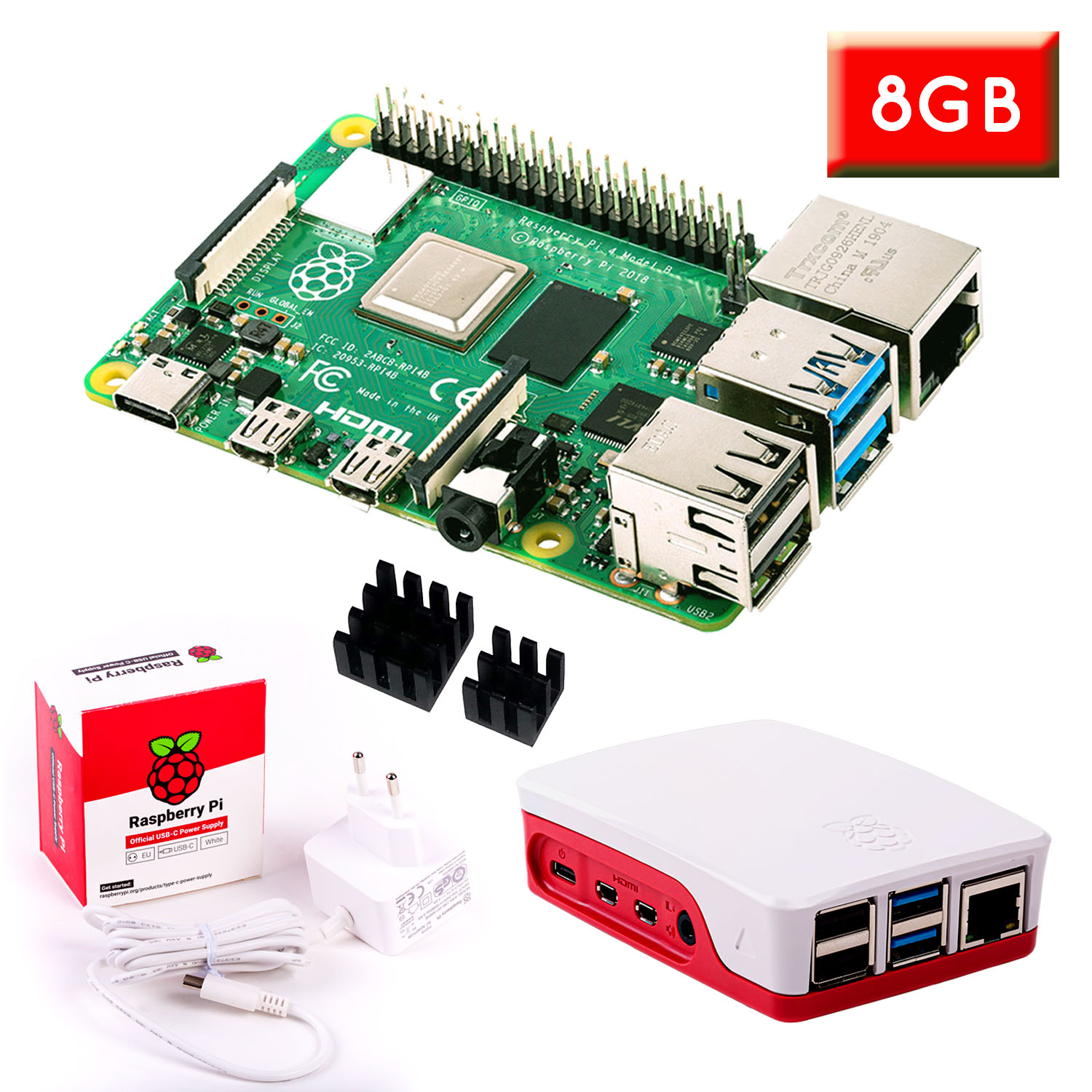 Raspberry Pi 4 (8GB RAM) "S" Bundle, weiß